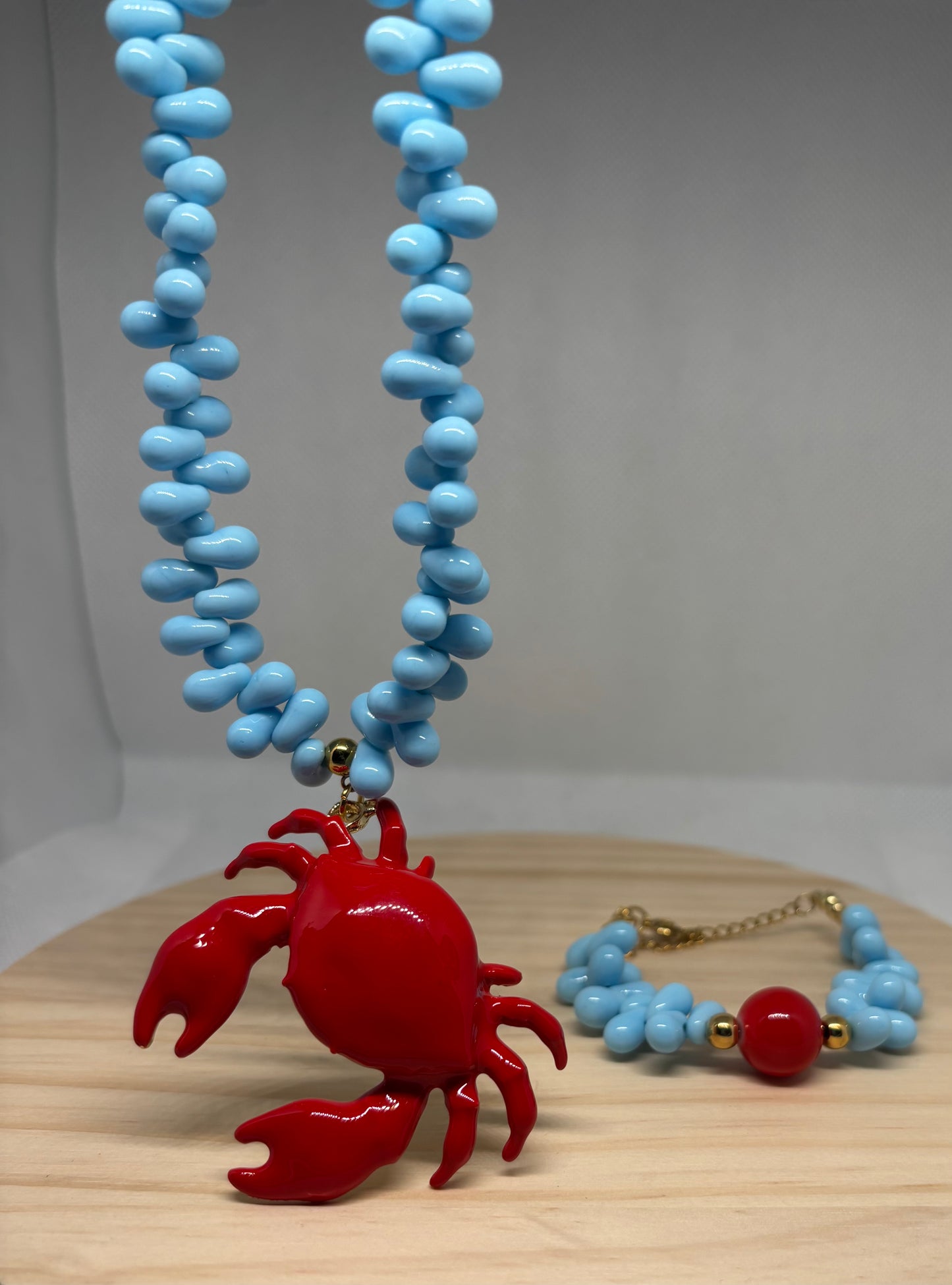 Red Crab Coast Set – Necklace & Bracelet 🦀🌊