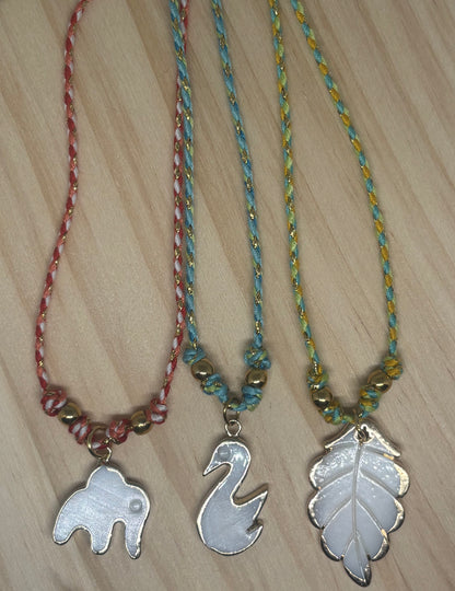 Nature’s Collection – Adjustable Thread Necklaces 🍃🦢🐘