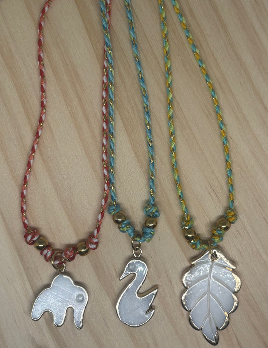 Nature’s Collection – Adjustable Thread Necklaces 🍃🦢🐘