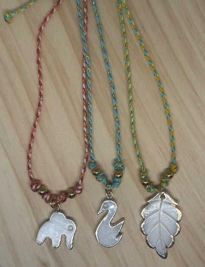 Nature’s Collection – Adjustable Thread Necklaces 🍃🦢🐘