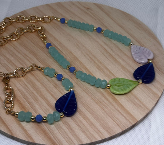 Hojas|Necklace & Bracelet |Set 🍃 🌊