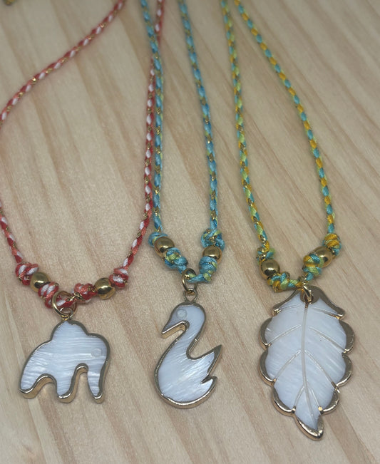 Nature’s Collection – Adjustable Thread Necklaces 🍃🦢🐘